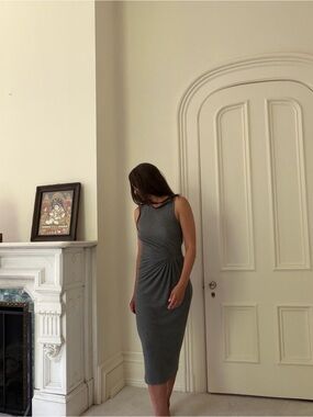 Thakoon Addition grey ribbed jersey dress